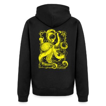 Tintenfisch Oktopus Krake unter Wasser Meer - Unisex Premium Bio Zip Hoodie - Schwarz - Hinten - Nico (187cm)