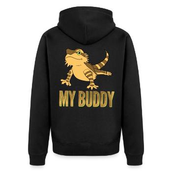 Lézard dragon avec barbe mon meilleur copain - Veste à capuche bio Premium Unisexe - noir - Dos - Nico (187cm)