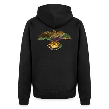 Adler Falke Indianer Amerika Native Tier - Unisex Premium Bio Zip Hoodie - Schwarz - Hinten - Nico (187cm)