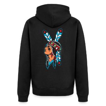 Native American Native American feather ornaments Native chief - Unisex Premium Organic Zip Hoodie - black - Back - Nico (187cm)