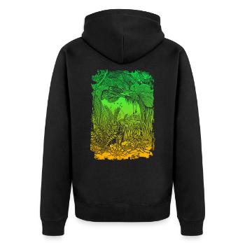 Dschungel Regenwald Naturschutz Amazonas - Unisex Premium Bio Zip Hoodie - Schwarz - Hinten - Nico (187cm)