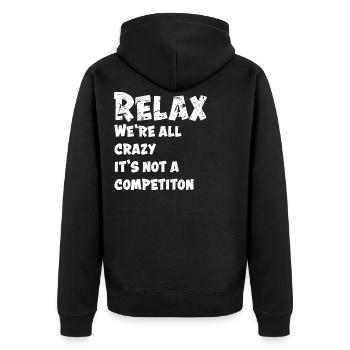 Lustig Lustiger Spruch Funny Geschenk Lustige - Unisex Premium Bio Zip Hoodie - Schwarz - Hinten - Nico (187cm)