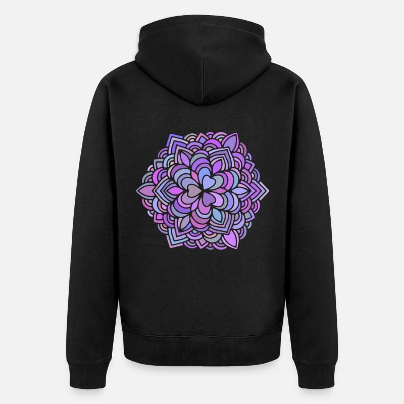 Mandala bunte Geschenkidee - Unisex Premium Bio Zip Hoodie - Schwarz