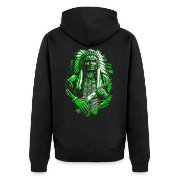 Chef indien amérindien - Veste à capuche bio Premium Unisexe - noir - Dos - Nico (187cm)