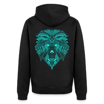 Yoga méditation et mandala spirituel Lion zen - Veste à capuche bio Premium Unisexe - noir - Dos - Nico (187cm)
