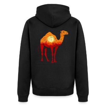 Wüste Kamel Sahara Arabien Savanne Orient Vintage - Unisex Premium Bio Zip Hoodie - Schwarz - Hinten - Nico (187cm)