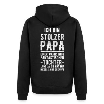 proud daddy fantastic daughter father gift - Unisex Premium Organic Zip Hoodie - black - Back - Nico (187cm)