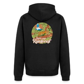 Tiger Regenwald Tropen Dschungel Geschenk Retro - Unisex Premium Bio Zip Hoodie - Schwarz - Hinten - Nico (187cm)