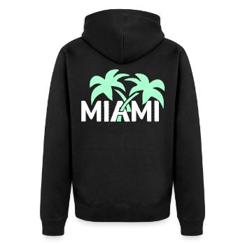 SUNSHINESTATE MIAMI palmiers de style néon - Veste à capuche bio Premium Unisexe - noir - Dos - Nico (187cm)