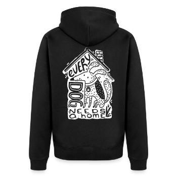 Hunde Geschenk Mops Dackel Sprüche Trainer Dogge - Unisex Premium Bio Zip Hoodie - Schwarz - Hinten - Nico (187cm)
