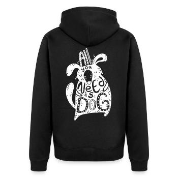 Hunde Geschenk Mops Dackel Sprüche Trainer Dogge - Unisex Premium Bio Zip Hoodie - Schwarz - Hinten - Nico (187cm)