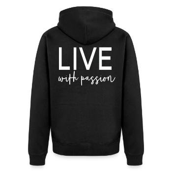 Funny sayings gift idea - Unisex Premium Organic Zip Hoodie - black - Back - Nico (187cm)