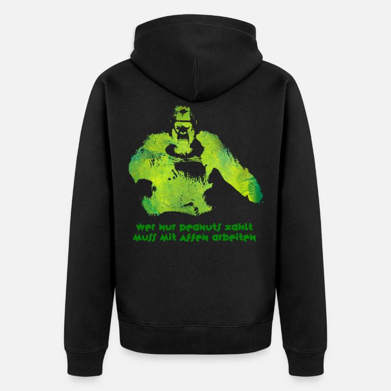 wer nur peanuts zahlt ... - Unisex Premium Bio Zip Hoodie - Schwarz