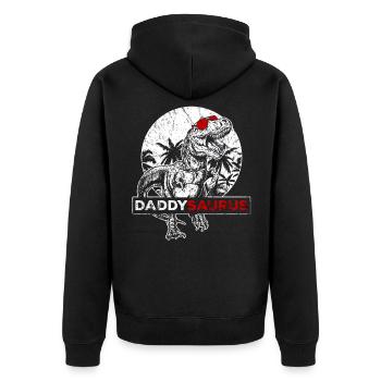 Vater Dinosaurier Vatertag Daddy Bester Papa T-Rex - Unisex Premium Bio Zip Hoodie - Schwarz - Hinten - Nico (187cm)