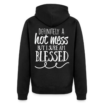 Psalm Geschenk Gott Bibel Jesus Messi Christ - Unisex Premium Bio Zip Hoodie - Schwarz - Hinten - Nico (187cm)
