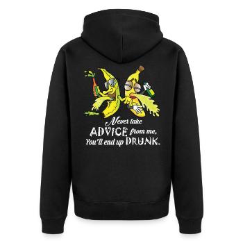 Betrunkene Bananen Cartoon Comic Freunde Geschenk - Unisex Premium Bio Zip Hoodie - Schwarz - Hinten - Nico (187cm)