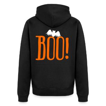 Halloween Geschenk Geist Süßes Sauer Kürbis Grusel - Unisex Premium Bio Zip Hoodie - Schwarz - Hinten - Nico (187cm)