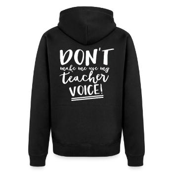 Lehrer Geschenk Bildung Schule Sprüche Lehramt - Unisex Premium Bio Zip Hoodie - Schwarz - Hinten - Nico (187cm)