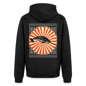 whale - Unisex Premium Organic Zip Hoodie - black - Back - Nico (187cm)