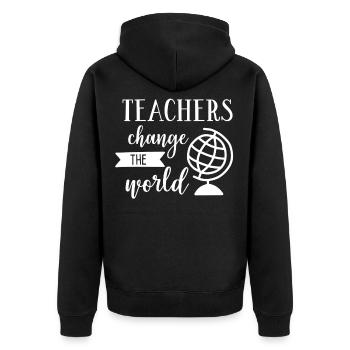Teacher Gift Education School Sayings Teacher Training - Unisex Premium Organic Zip Hoodie - black - Back - Nico (187cm)