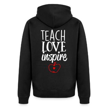 Teacher Gift Education School Sayings Teacher Training - Unisex Premium Organic Zip Hoodie - black - Back - Nico (187cm)