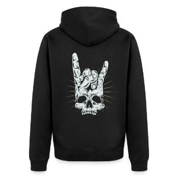 Rocking Hand - Unisex Premium Bio Zip Hoodie - Schwarz - Hinten - Nico (187cm)