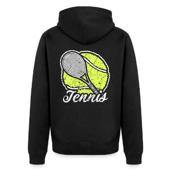 Raquette de tennis avec balle de tennis - Veste à capuche bio Premium Unisexe - noir - Dos - Nico (187cm)