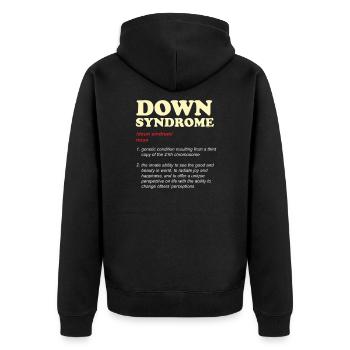 Down Syndrom Definition - Unisex Premium Bio Zip Hoodie - Schwarz - Hinten - Nico (187cm)