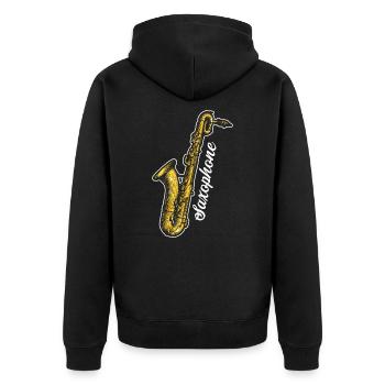 Saxophone Saxophone Jazz Blues Soul America Retro - Veste à capuche bio Premium Unisexe - noir - Dos - Nico (187cm)