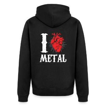Ich liebe Metal Music - Unisex Premium Bio Zip Hoodie - Schwarz - Hinten - Nico (187cm)