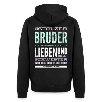 Je suis le fier frère d’un prodige... Schweste - Veste à capuche bio Premium Unisexe - noir - Dos - Nico (187cm)