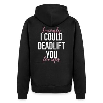 Muscle Bodylifting Workout Lustiges Geschenk - Unisex Premium Bio Zip Hoodie - Schwarz - Hinten - Nico (187cm)