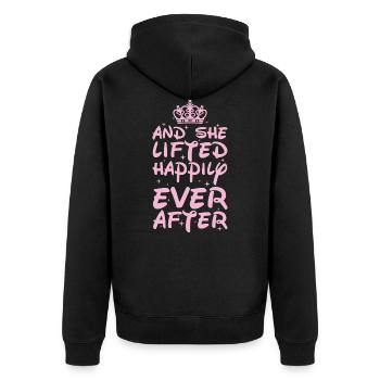 Workout Gewichtheber Lustiges Geschenk - Unisex Premium Bio Zip Hoodie - Schwarz - Hinten - Nico (187cm)