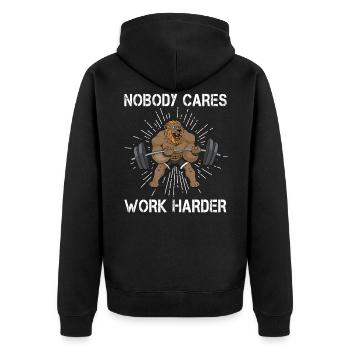 Workout Muskel Lifting Funny Gym Geschenk - Unisex Premium Bio Zip Hoodie - Schwarz - Hinten - Nico (187cm)