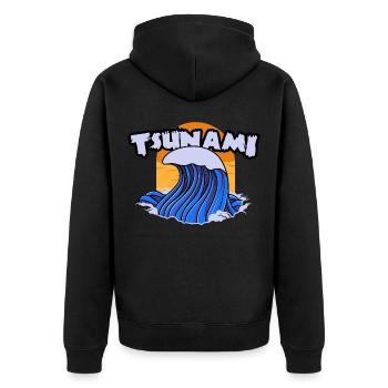Master of Disaster Nature Tsunami Cool Gift - Unisex Premium Organic Zip Hoodie - black - Back - Nico (187cm)