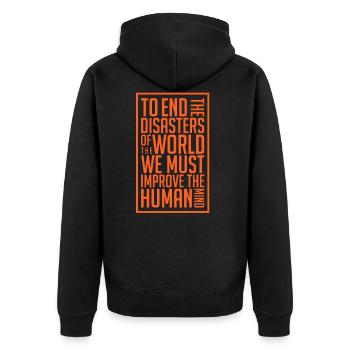 Master of Disaster Natur Spruch cooles Geschenk - Unisex Premium Bio Zip Hoodie - Schwarz - Hinten - Nico (187cm)