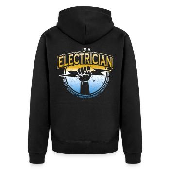 Ich bin Elektriker - Unisex Premium Bio Zip Hoodie - Schwarz - Hinten - Nico (187cm)