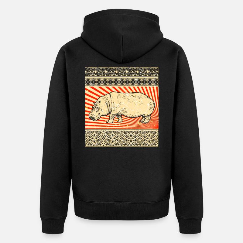 Hippopotame hippopotame - Veste à capuche bio Premium Unisexe - noir