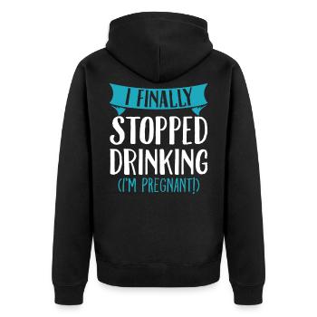Pregnancy No Alcohol Funny Gift - Unisex Premium Organic Zip Hoodie - black - Back - Nico (187cm)