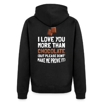 I love you more than chocolate Cool gift - Unisex Premium Organic Zip Hoodie - black - Back - Nico (187cm)