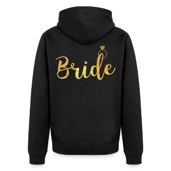 Mariée Diamant Or Bague cadeau de mariage JGA - Veste à capuche bio Premium Unisexe - noir - Dos - Nico (187cm)