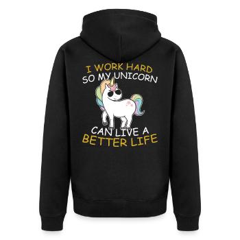 Unicorn Unicorn Cool Sunglasses Comic Funny - Unisex Premium Organic Zip Hoodie - black - Back - Nico (187cm)