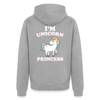 Unicorn Princesse Licorne Fille Cool Cadeau - Veste à capuche bio Premium Unisexe - gris chiné - Dos - Nico (187cm)