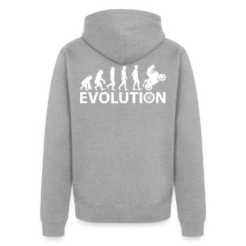 Evolution Affe zum Motorbiker Lustiges Geschenk - Unisex Premium Bio Zip Hoodie - Grau meliert - Hinten - Nico (187cm)