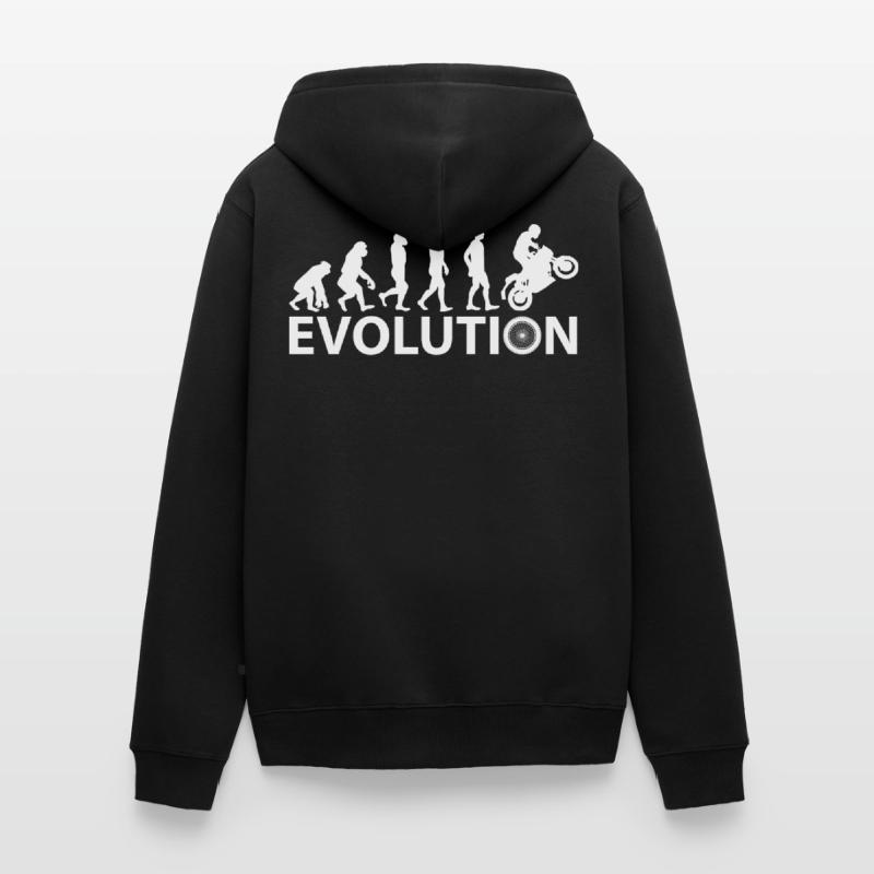Evolution Monkey to Motorbiker Funny Gift Unisex Premium Organic Zip Hoodie