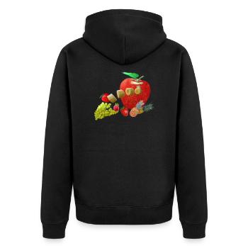 Obst - Unisex Premium Bio Zip Hoodie - Schwarz - Hinten - Nico (187cm)