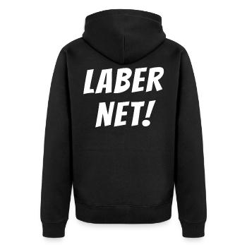 Laber net - Laber not around - De quoi parlez-vous chemise - Veste à capuche bio Premium Unisexe - noir - Dos - Nico (187cm)