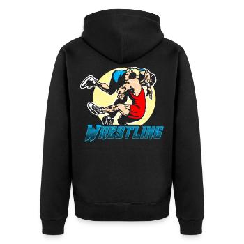 Wrestling - Unisex Premium Bio Zip Hoodie - Schwarz - Hinten - Nico (187cm)