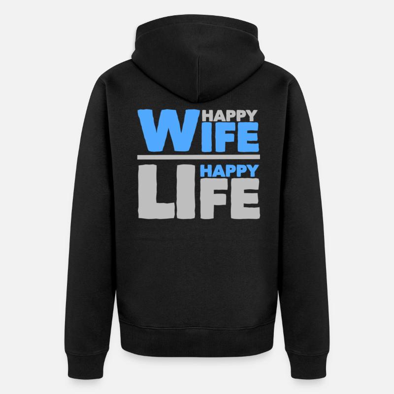 Femme heureuse - vie heureuse - Veste à capuche bio Premium Unisexe - noir