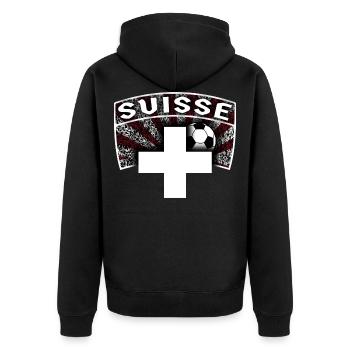 soccer suisse 01 fussball t shirt schweiz - Unisex Premium Bio Zip Hoodie - Schwarz - Hinten - Nico (187cm)